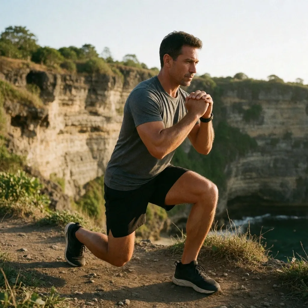 Man performing functional fitness movement outdoors